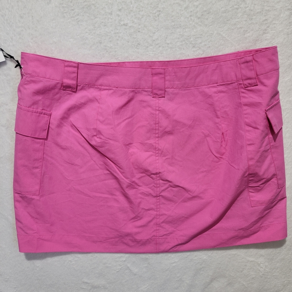 NWT Future Collective Gabriella Karefa-Johnson Hot Pink Wrap Mini Skirt Size 16 - Picture 4 of 9